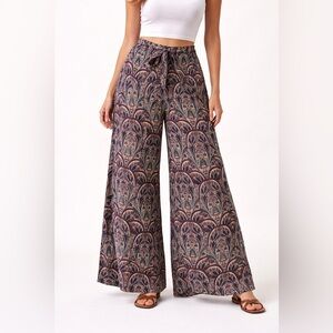 Olivaceous Wrap Split Leg Pants, Size Large, NWOT